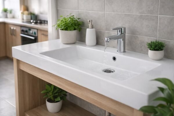 حمام حديث مرتب بعد صيانة السباكة