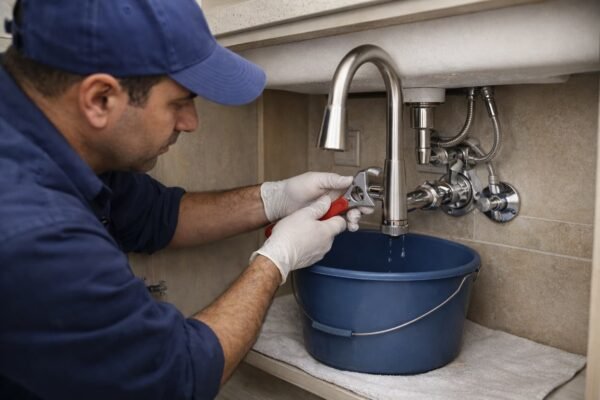 فني صحي يركب خلاط مطبخ جديد بالضباعية