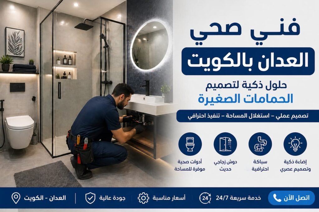 فني صحي يعمل داخل حمام حديث