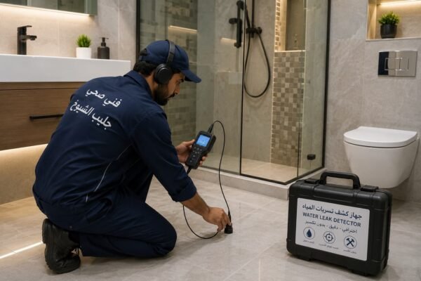 فني كشف تسربات داخل حمام حديث في الكويت