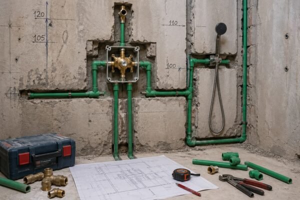 تمديدات دش مخفي داخل الجدار