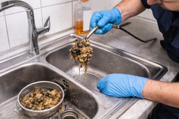 تنظيف بالوعة المطبخ