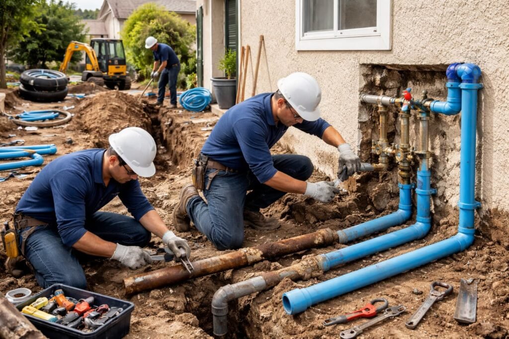 فنى صحى الجابريه بالكويت يعيد تأهيل شبكة المياه المنزلية