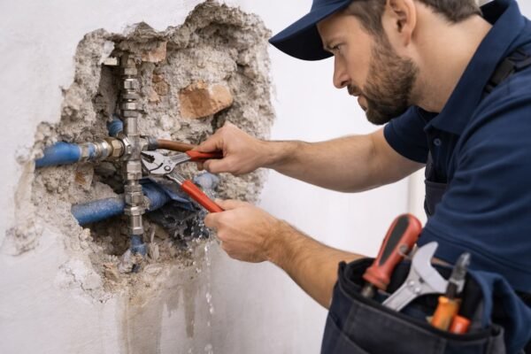 إصلاح أنبوب مياه داخل الجدار