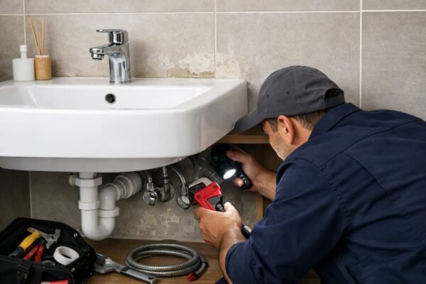 فحص تسريب تحت مغسلة في الرميثية الكويت