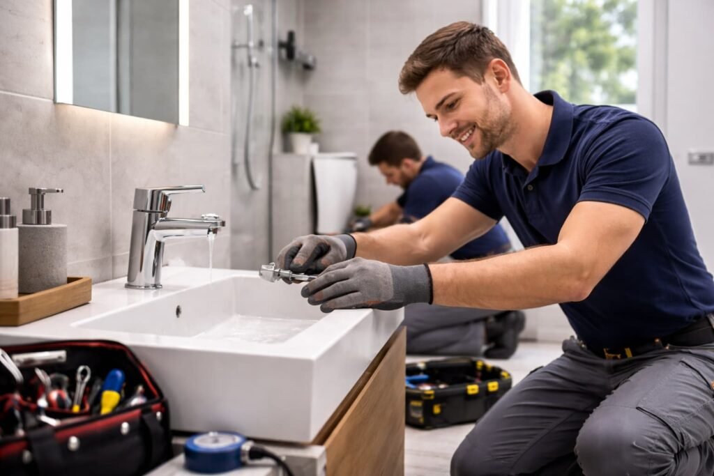 تركيب ادوات صحية داخل حمام بالكويت