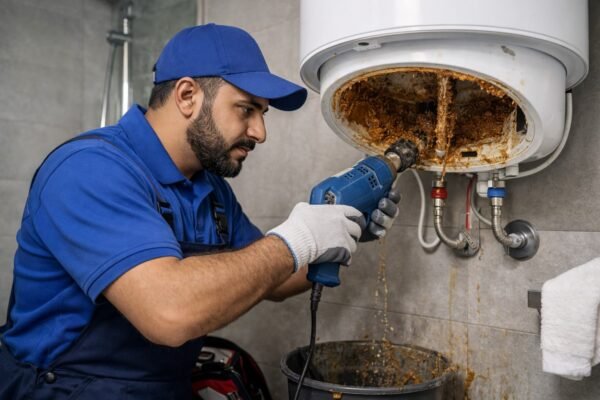 تنظيف سخان مياه من الترسبات