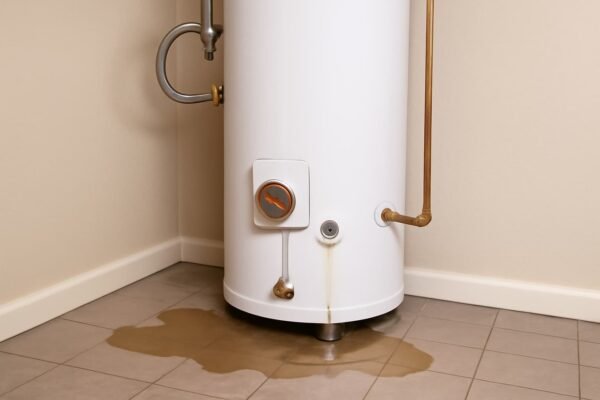 سخان مركزي مع تسرب مياه في منزل بالكويت