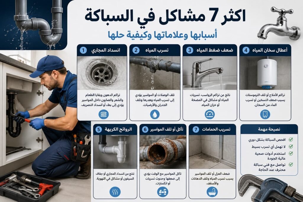 اكثر 7 مشاكل في السباكة