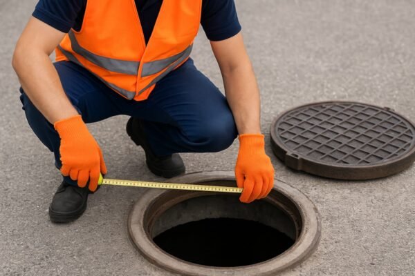 قياس أبعاد فتحة المنهول قبل تركيب الغطاء