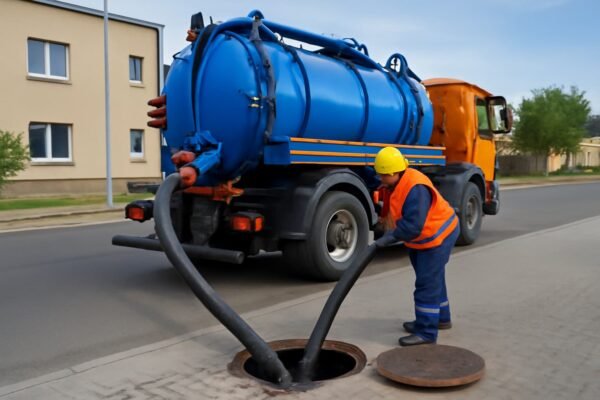 عملية سحب المياه باستخدام الشاحنة المتخصصة في الكويت