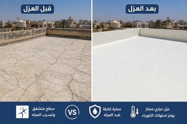 سطح قبل وبعد العزل بالفوم