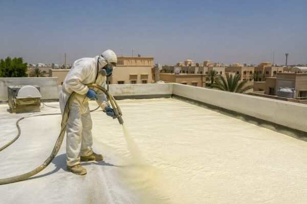 عزل فوم رش على سطح منزل