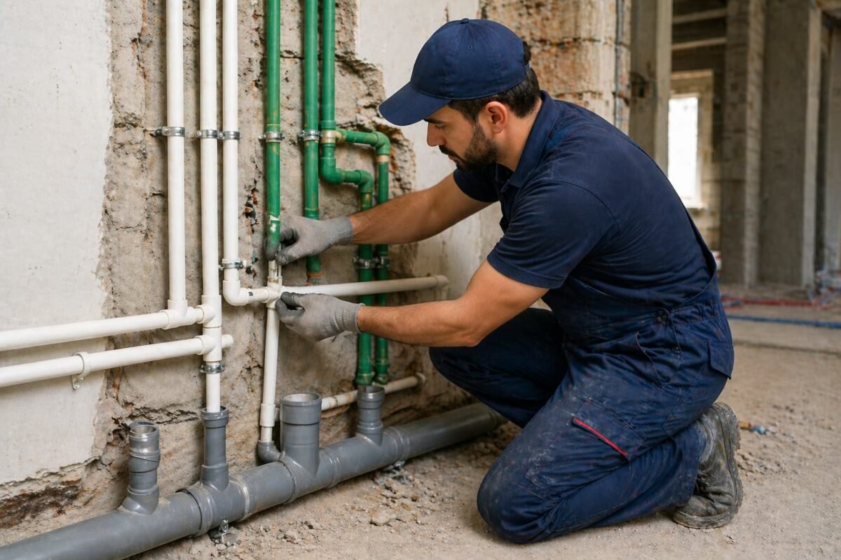 تمديد مواسير مياه داخل جدار منزل