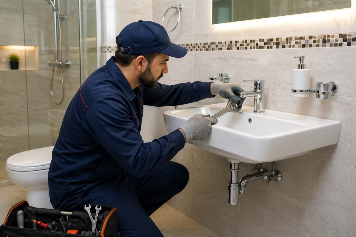 تركيب مغسلة داخل حمام حديث