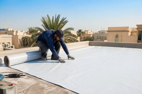 فني يركب طربال سعودي على سطح منزل