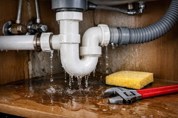 تسرب مياه أسفل حوض المطبخ