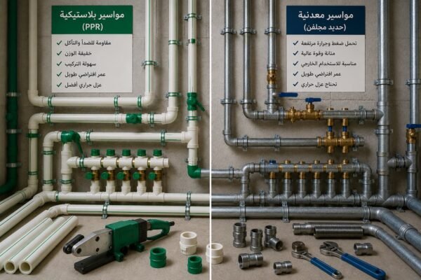 مقارنة المواسير البلاستيكية والمعدنية